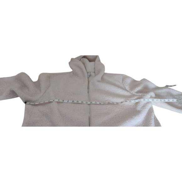 Joie Women's 2X Open-Front Sherpa Hooded Cardigan Jacket Pockets Cream Cozy Warm - Picture 10 of 12